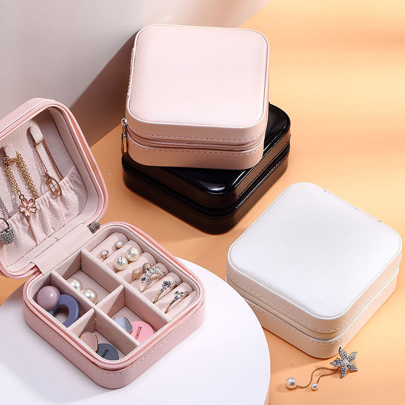 Portable Single-Layer PU Leather Jewelry Storage Box