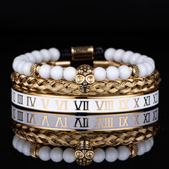 Stainless Steel Bracelet with Roman Numerals Crown